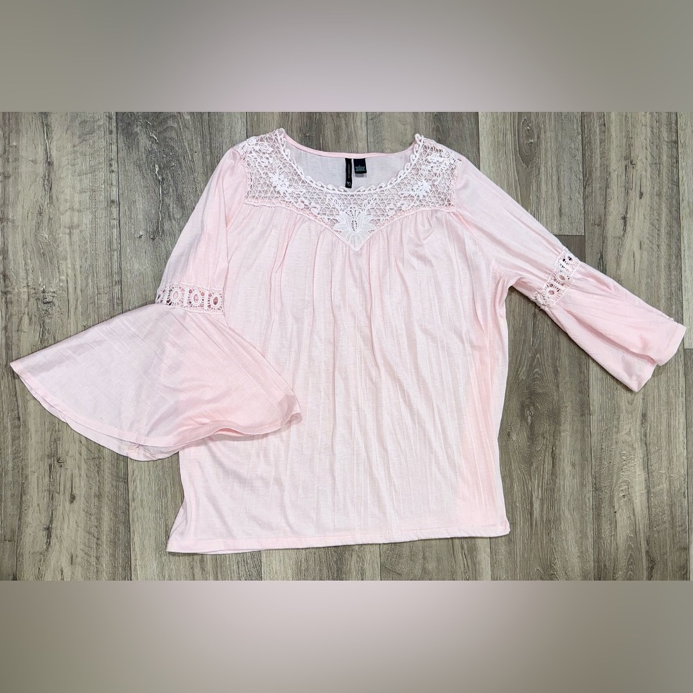 Pink Lace Detail Women's Top